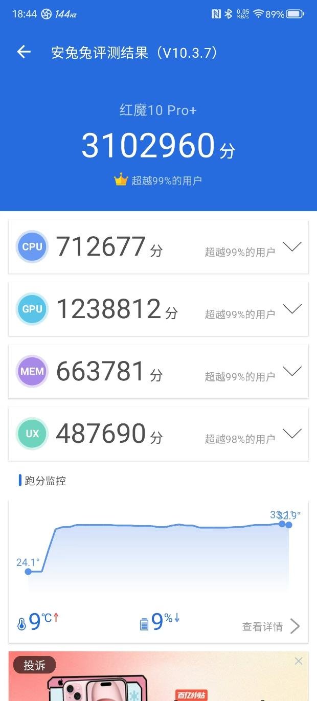 RedMagic 10 Pro Plus 在另一次安兔兔基准测试中得分超过 310 万（图片来源：@Sudhanshu1414 on X）