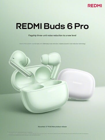 红米 Buds 6 Pro 预告（图片来源：Redmi - 机器翻译）