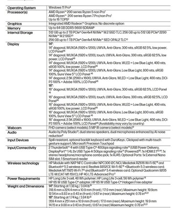 惠普 EliteBook 6 G1a AI PC 规格。(图片来源：惠普）