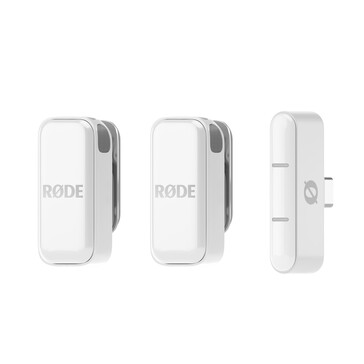 Wireless Micro 有黑色和白色两种颜色，配备 USB-C 或Lightning 接口（图片来源：Rode）