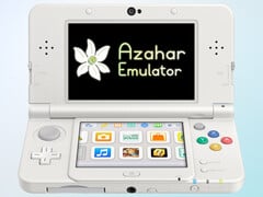 任天堂 3DS 模拟器 3DS 控制台屏幕上的 Azahar 徽标