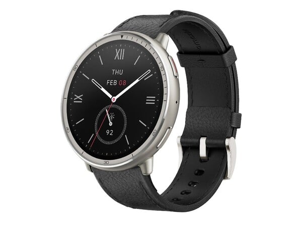 Amazfit Active 2 Premium Edition 采用蓝宝石玻璃保护和皮革表带。(图片来源：Amazfit）