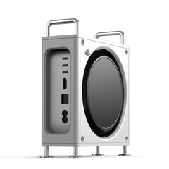 用于 M4 Mac Mini 的 Zeera Macforge 保护壳设计与 Mac Pro 相似。(图片来源：Zeera）