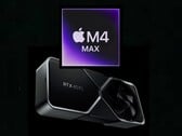 AppleM4 Max 在 Blender 基准测试中与 RTX 4070 桌面 GPU 展开对决。(图片来源：Apple, Nvidia)