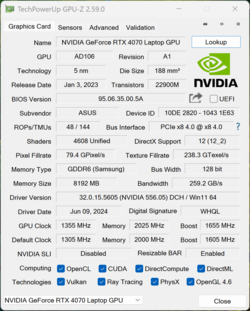 GPU-Z NvidiaGeForce RTX 4070 笔记本电脑