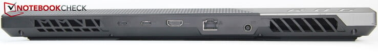 背面USB-C Thunderbolt 4（带 DP）、USB-C 3.2 Gen2（带 DP 和 PD）、HDMI 2.1、LAN、电源端口