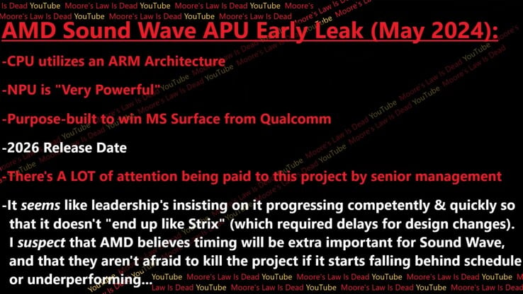 AMD Sound Wave ARM APU 泄露。(来源：摩尔定律已死）