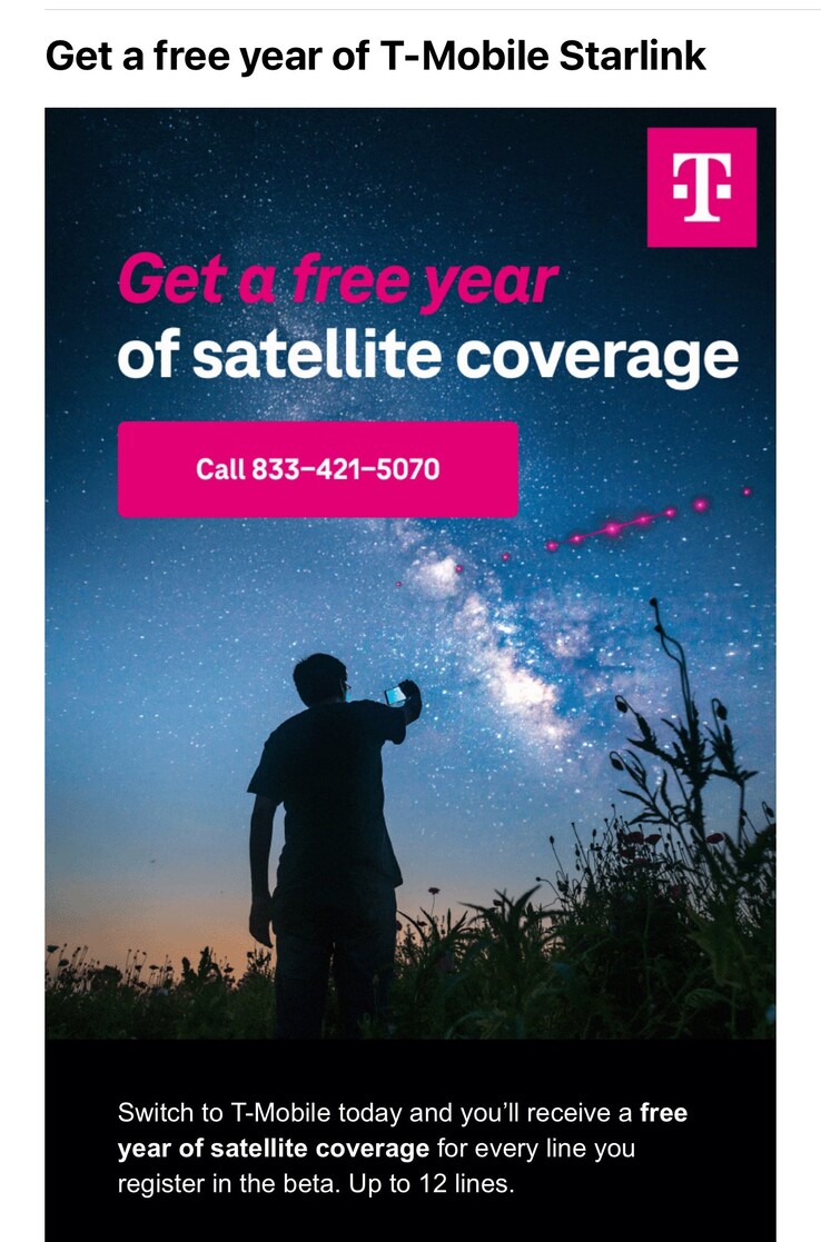 T-Mobile 提供免费 Starlink 卫星覆盖服务