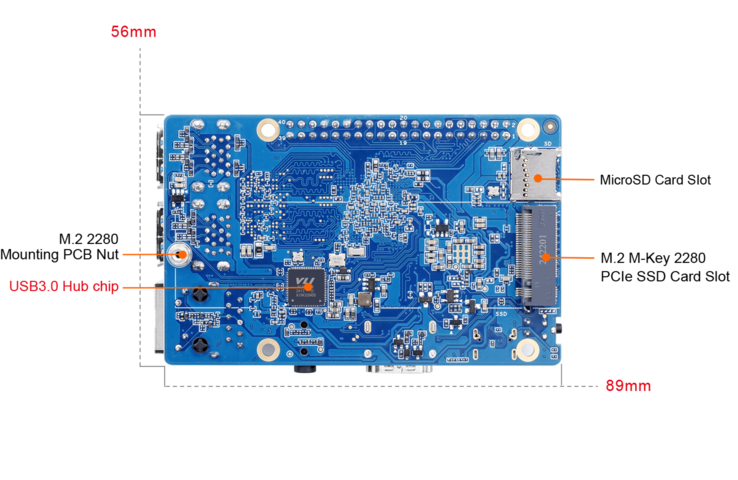 固态硬盘安装在背面。(图片来源：Orange Pi）