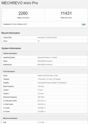 Geekbench 结果（图片来源：Geekbench）