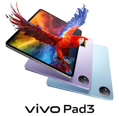 vivo 为 Pad3 设计了冷星灰、春潮蓝和薄紫三种配色，并可选配键盘底座。(图片来源：vivo）