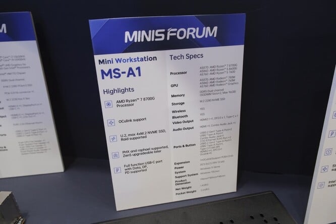 MS-A1 的规格令人印象深刻，最大的亮点是配备了 OCuLink 端口和高达 96 GB 的内存。(来源：PC Watch）