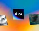 Apple M4 在 Geekbench 6 单核心基准测试中领先于 Core Ultra 9 285K 和 Ryzen 9 9950X。(图片来源：Apple, AMD, Intel, Unsplash, 已编辑)