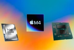 Apple M4 在 Geekbench 6 单核心基准测试中领先于 Core Ultra 9 285K 和 Ryzen 9 9950X。(图片来源：Apple, AMD, Intel, Unsplash, 已编辑)