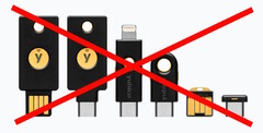 无法修补的 Yubico 双因素身份验证密钥漏洞破坏了大多数 Yubikey 5、Security Key 和 YubiHSM 2FA 设备的安全性。(图片来源：Yubico）