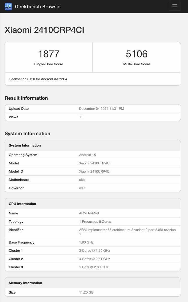 (图片来源：Geekbench）