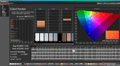 校准前的 ColorChecker（对比 P3，HDR 关闭）