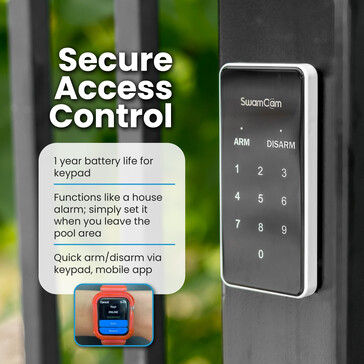 SwamCam 键盘可启动和解除泳池警报。(图片来源：SwamCam）