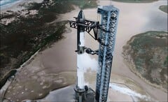 SpaceX 的星际飞船在发射台上。(图片来源：SpaceX）