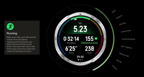 OnePlus Watch 3 可以追踪 100 多项运动，并为跑步等活动提供高级追踪功能。(图片来源：OnePlus）