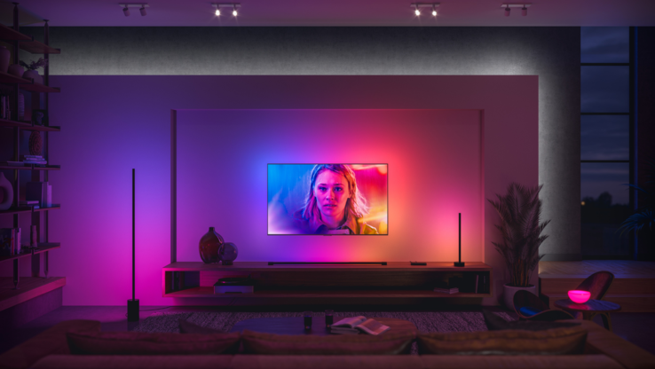 飞利浦 Hue Sync TV 现已适用于部分 LG 电视。(图片来源：Philips Hue）