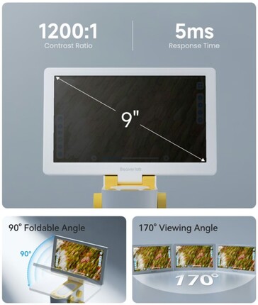 Darwin MX Pro 使用分辨率为 1024 x 600 的 9 英寸 IPS 触摸屏来控制Android 13 显微镜。(图片来源：Kickstarter 上的 BeaverLab）