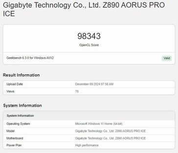 英特尔 Arc B580 OpenCL 性能。(图片来源：Geekbench）