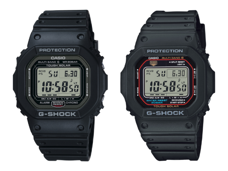 卡西欧 G-Shock GW5000U-1 手表（左）和 GWM5610U-1 手表（右）。(图片来源：卡西欧）