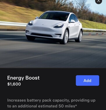 特斯拉 Model Y RWD 续航里程提升报价