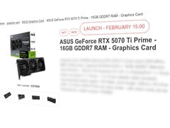 据称，Nvidia GrForce RTX 5070 Ti 将于 2 月 20 日上市。(图片来源：Proshop）