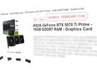 欧盟零售商最新泄露 RTX 5070 Ti 暂定发布日期