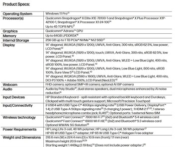 惠普 EliteBook 6 G1q 下一代人工智能 PC 规格。(图片来源：惠普）