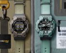 卡西欧 G-Shock 这两款产品的表带均由可回收材料制成，并采用天然染色。 图片来源：卡西欧