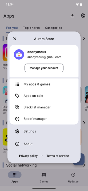 极光商店允许您通过匿名登录从 Google Play 下载和更新应用程序（来源：AuroraStore）