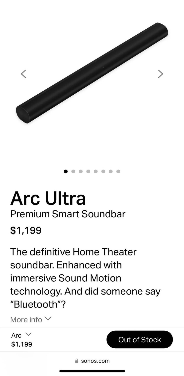 可能泄露的 Sonos Arc Ultra 截图。(图片来源：u/adayinalife via Reddit）