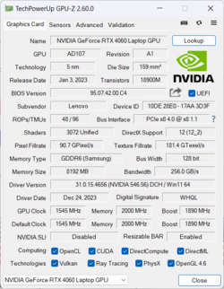 GPU-Z NvidiaGeForce RTX 4060