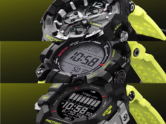 从上到下依次为卡西欧 G-Shock Gravitymaster GRB300RY-1A9、Mudman GW9500MRY-1A9 和 Rangeman GPRH1000RY-1A9。(图片来源：卡西欧）