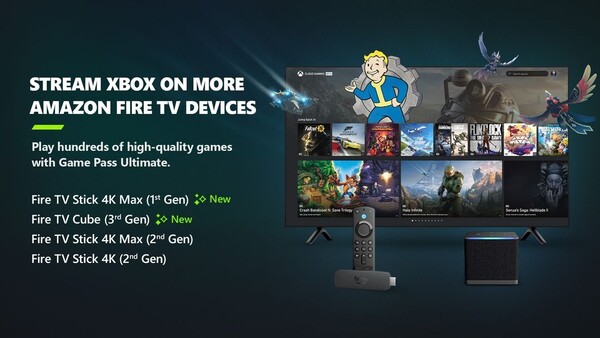 Xbox 云游戏服务现已在四款亚马逊 Fire TV 流媒体设备上提供。(图片来源：Xbox）。