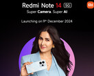 Redmi Note 14 5G 终究会直接全球发布。(图片来源：小米）