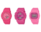 从左至右：卡西欧 G-Shock GMA-P2100PP-4A、GMA-S140PP-4A 和 GMD-S5610PP-4。(图片来源：G-Central）