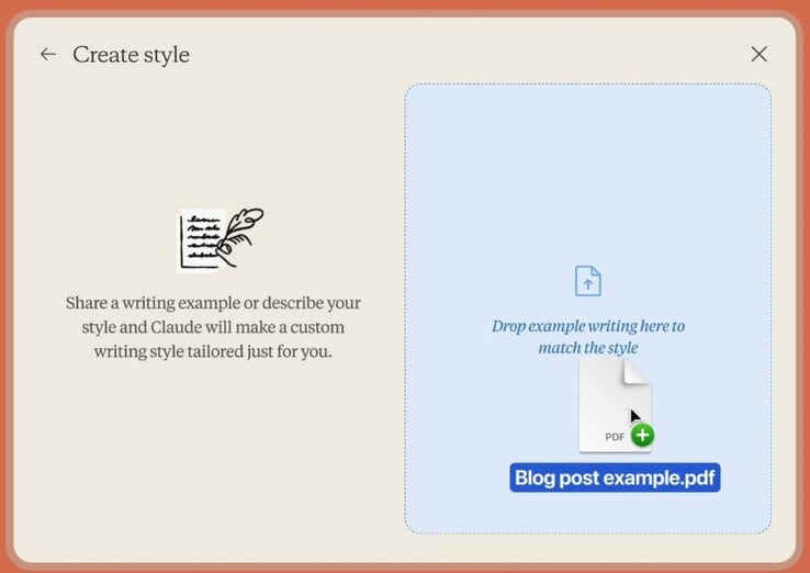 克劳德人工智能现在可以在提交的文件中模仿作者的写作风格。(图片来源：Anthropic）
