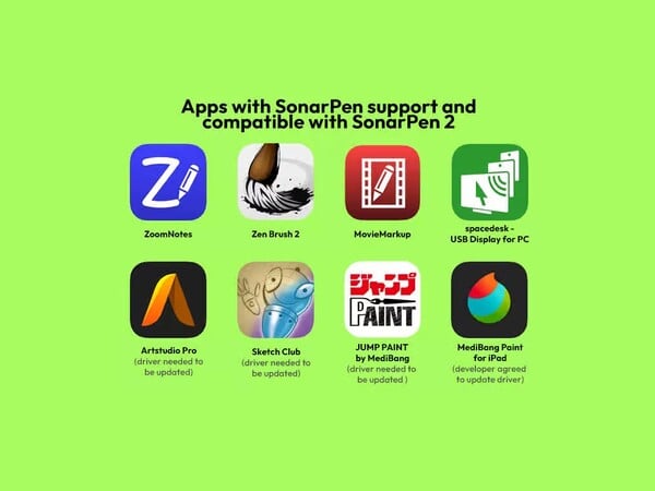 SonarPen 2 与某些应用程序完全兼容。(图片来源：SonarPen）