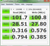 Crystal Disk Mark 101 MB/s read