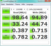 Crystal Disk Mark 98 MB/s read seq.