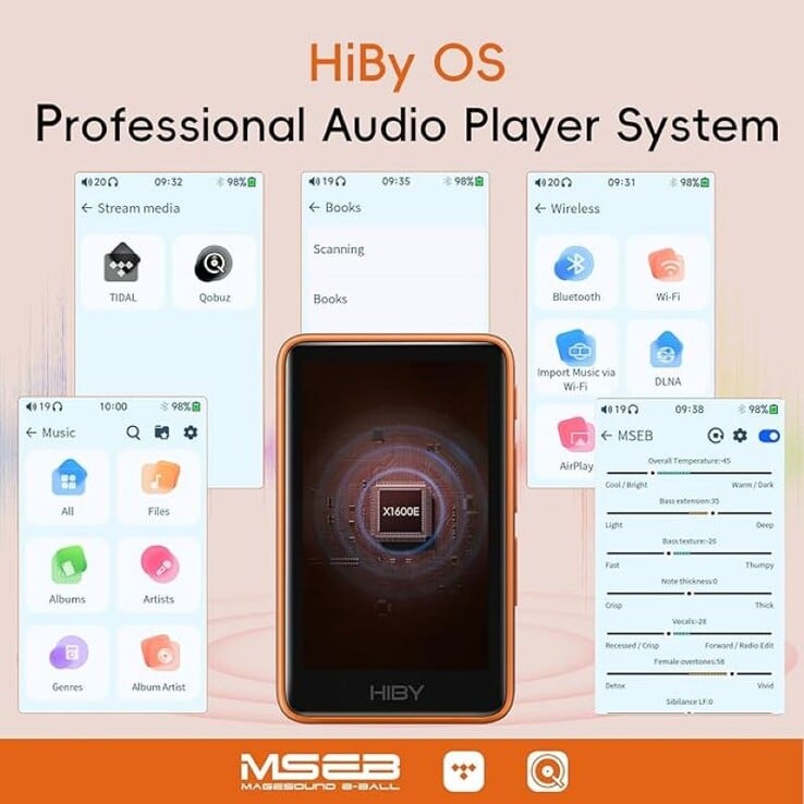 HiBy R1 采用基于 Linux 的操作系统，支持流媒体和本地高分辨率音乐播放，并配有 MSEB 音频控件，可对音频进行细微调整。(图片来源：HiBy Music）