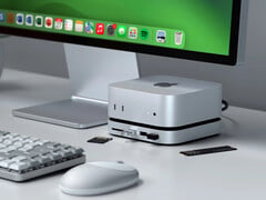 Satechi 的新 Mac mini 底座采用了比 RayCue 更简洁的设计。(图片来源：Satechi）