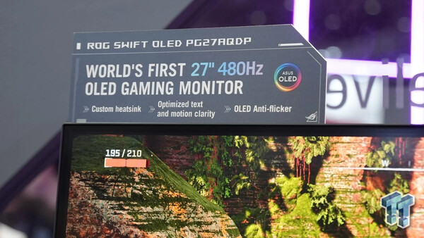 ROG Swift OLED PG27AQDP 并不是首款采用 27 英寸 W-OLED 面板的显示器，它拥有 1440p 分辨率和 480 Hz 刷新率。(图片来源：TweakTown）