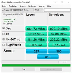 USB 3.2 Gen2（10 Gbit/s）上的 AS 固态硬盘