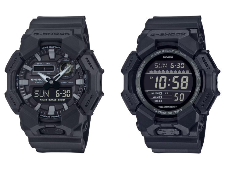 卡西欧 G-Shock GA-010-1A1 手表（左）和 GD-010-1A1 手表（右）。(图片来源：卡西欧）