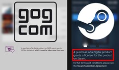 GOG 对 Valve 的新授权披露做出了最符合角色的回应。(图片来源：Valve / GOG - 已编辑）